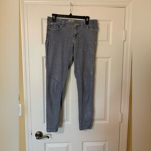 Yuka Women's Blue Polka Dot‎ Cotton Blend Skinny Jeans Size 31 Preppy Casual